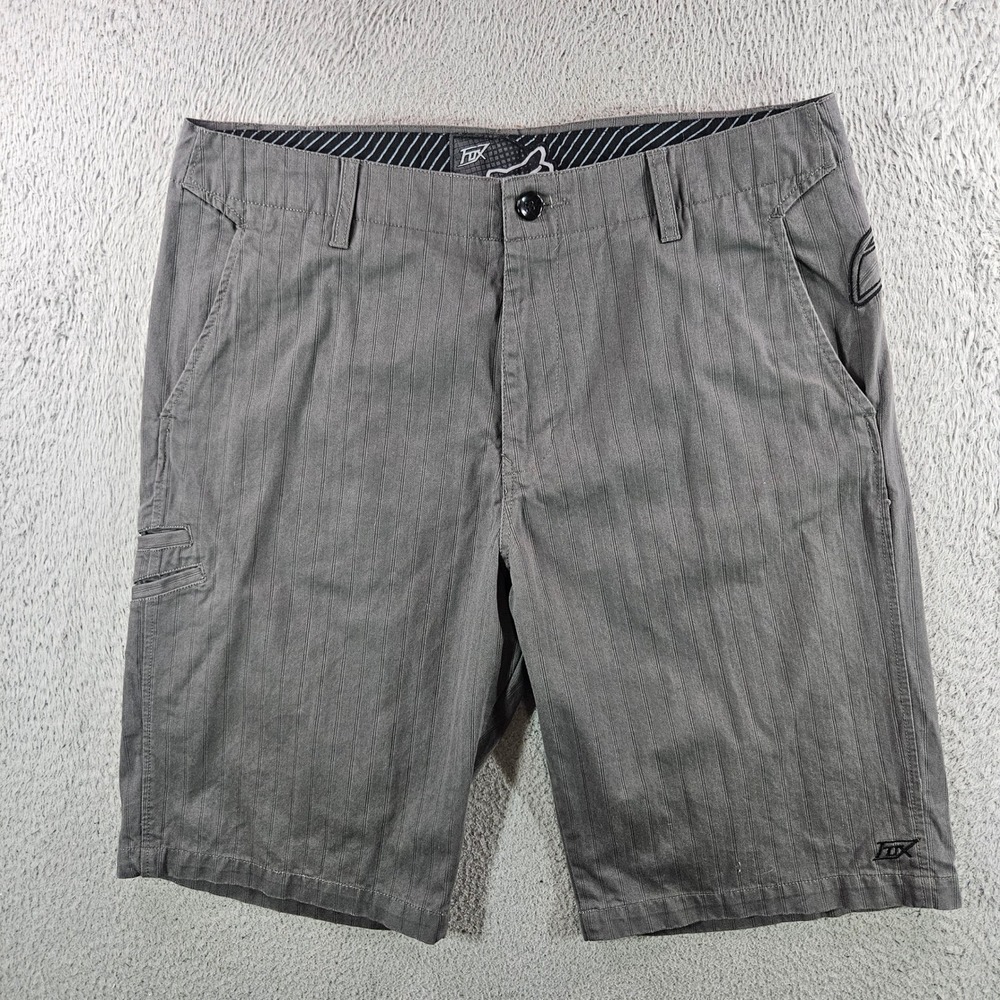 Fox Racing Mens Gray Pinstripe Embroidered Logo Walk Shorts Size 36